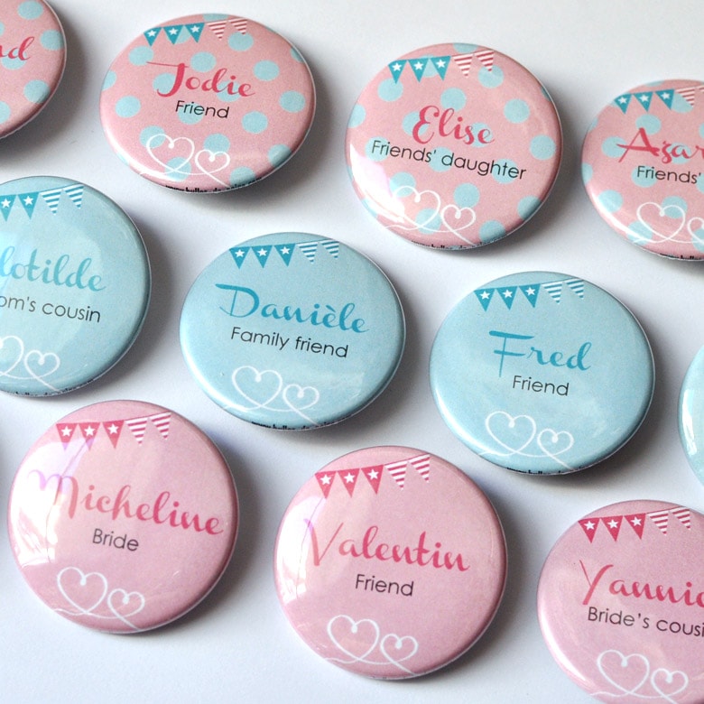 Badges Cadeaux Famille Mariage Prénoms Des Invités Usa