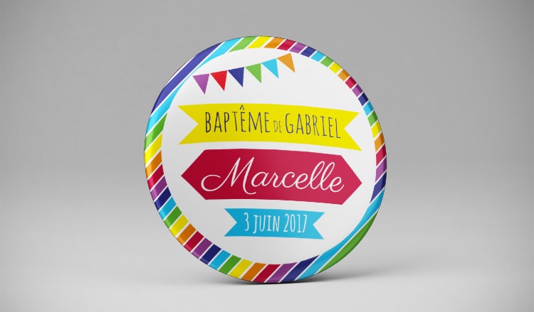 Magnet plan de table baptême couleurs
