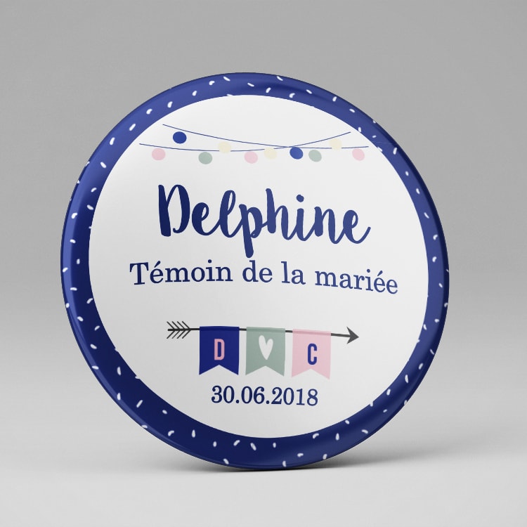 Mariage / Badge ou magnet / Marque place