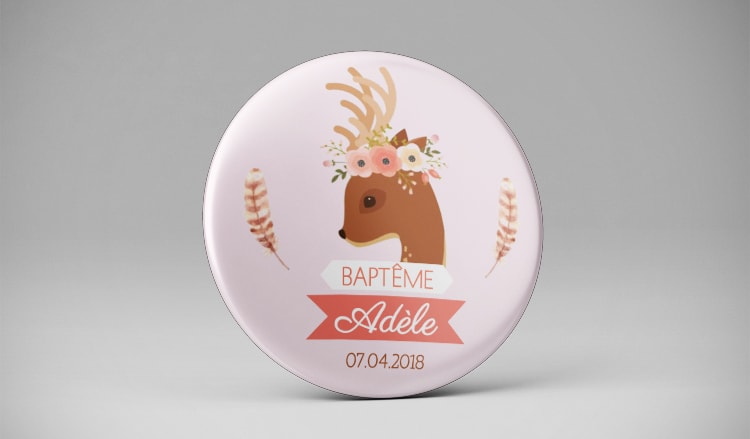 Magnet cadeau invités baptême biche