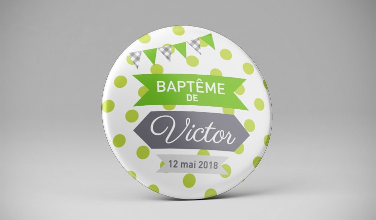 Magnet aimant souvenir baptême gris vert