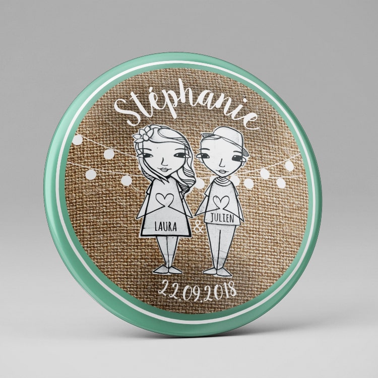Badge marque place personnalisé Mariage / Illustration mariés
