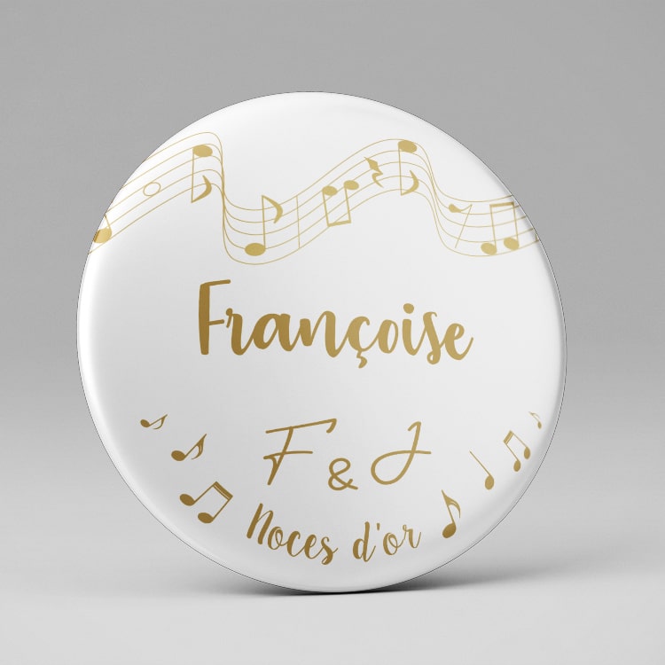 Badge marque place personnalisé Mariage / Partition notes de musique