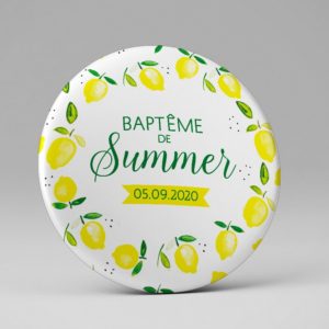 Baptême / Magnet / Cadeau souvenir invités / Thème estival citrons